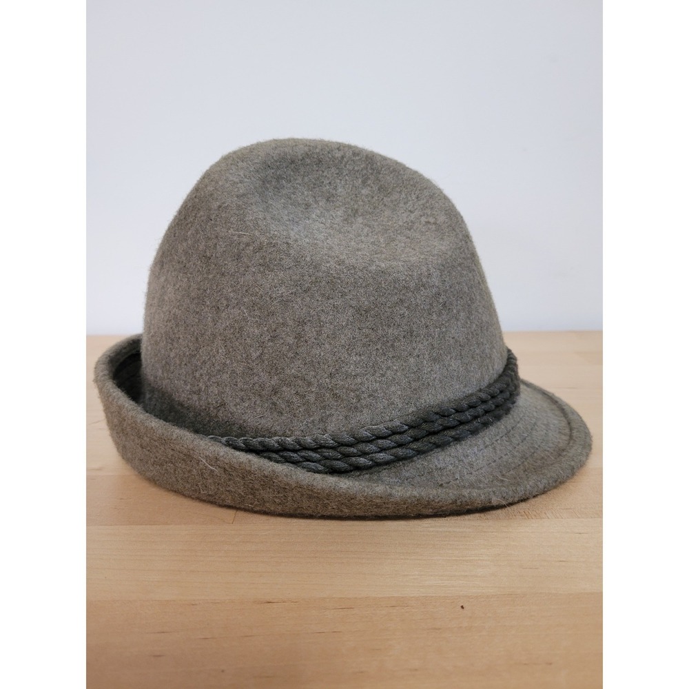 Bayerischer Walk Loden Alpine Hat Mens Medium Olive Green Wool Felt Stag Feather - Picture 4 of 8